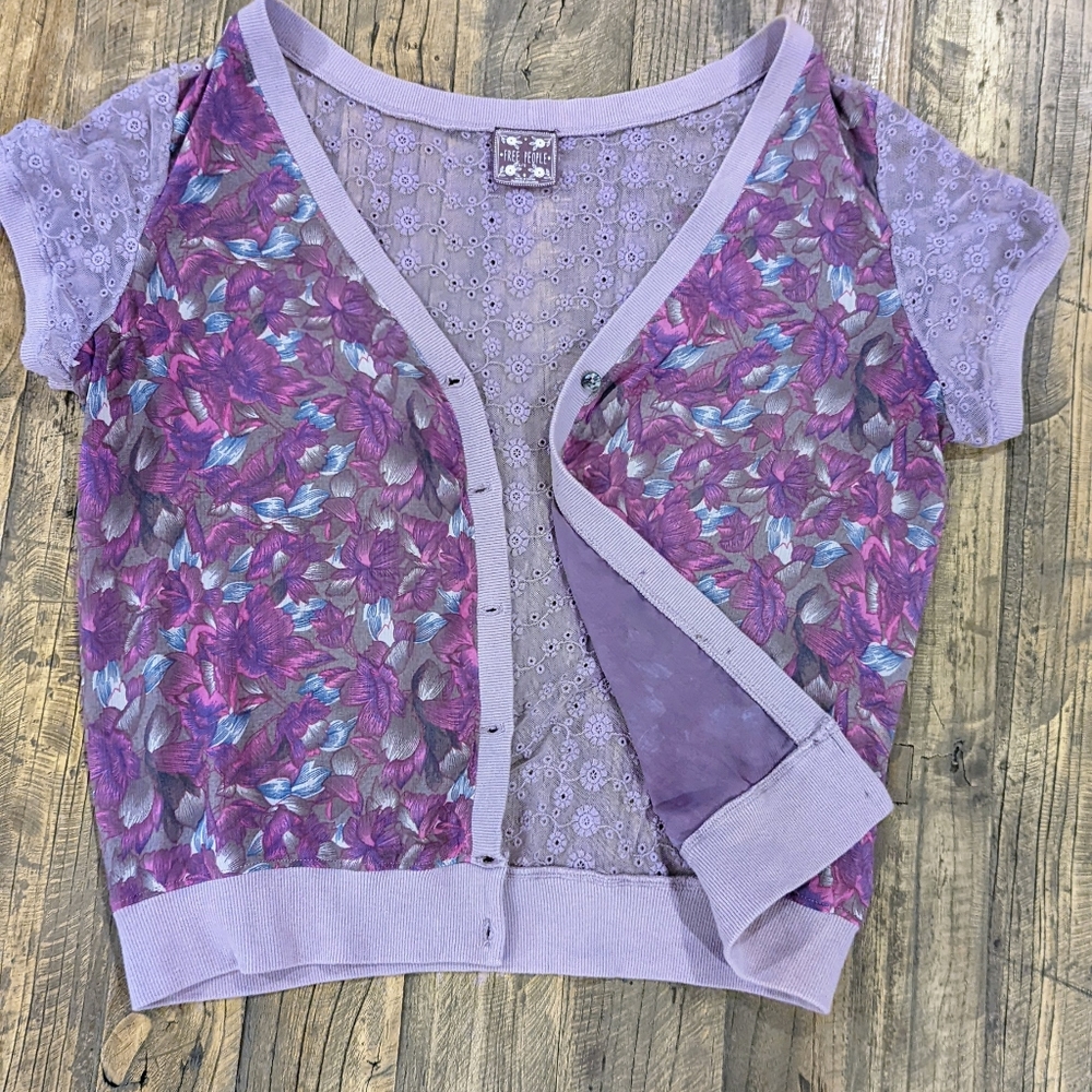 Free people, floral lavender cardigan, Large